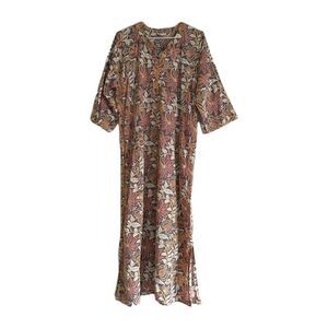 ANOKHI Maxi Dress S/M/L*Multicolor Floral Cotton Pocket Slit India Cottagecore